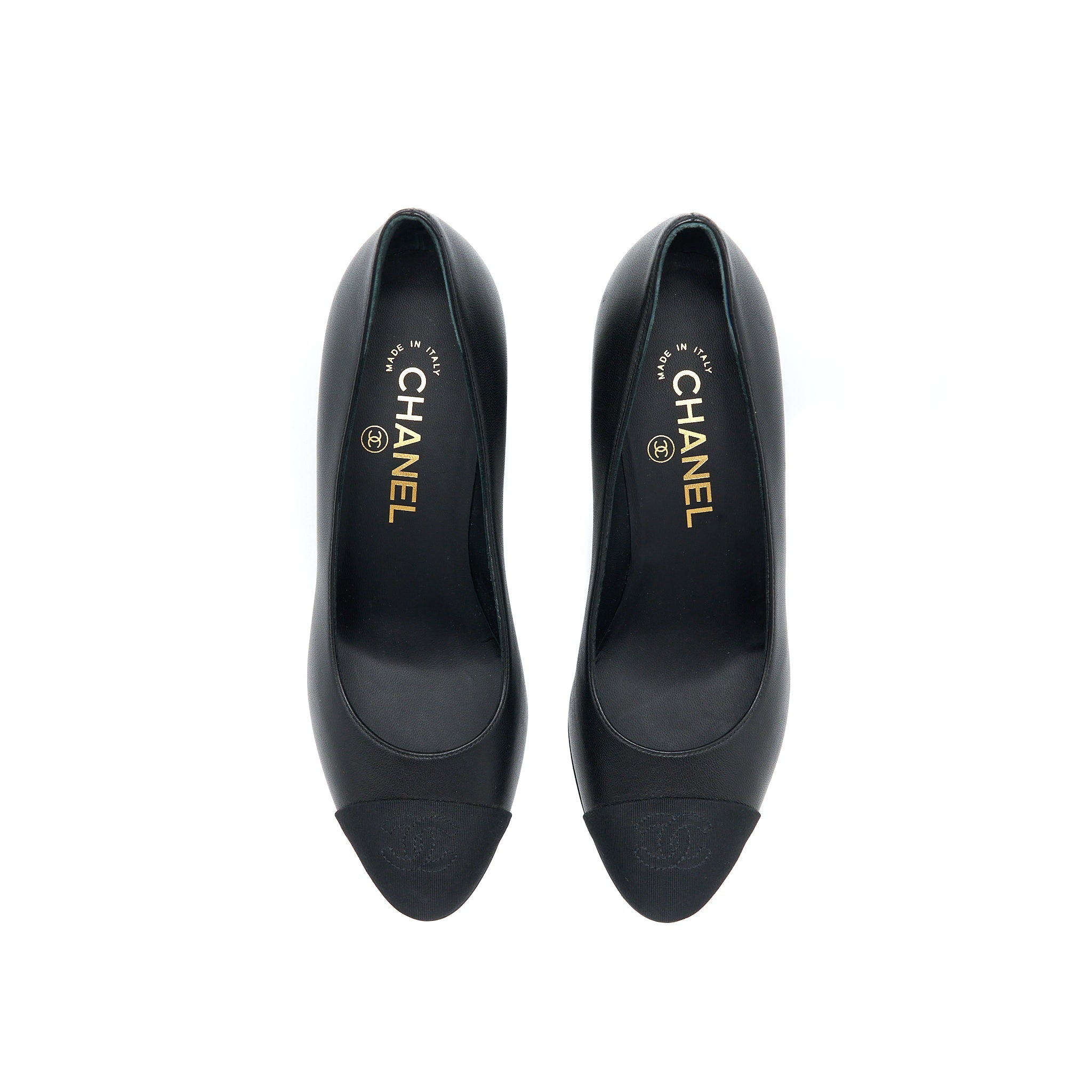 Chanel Size 36 CC Logo Heels With Pearl Black