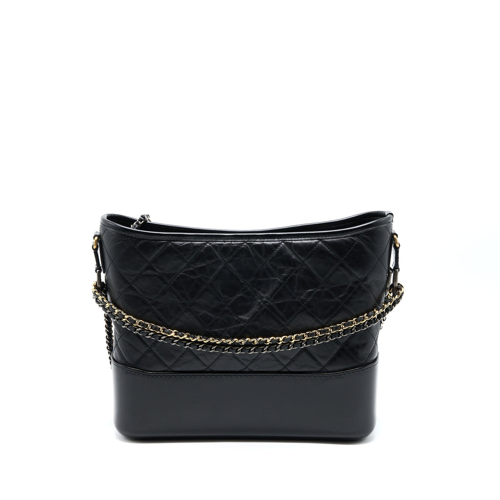 Chanel Large Gabrielle Hobo Bag Aged Calfskin Black Multicolour Hardware