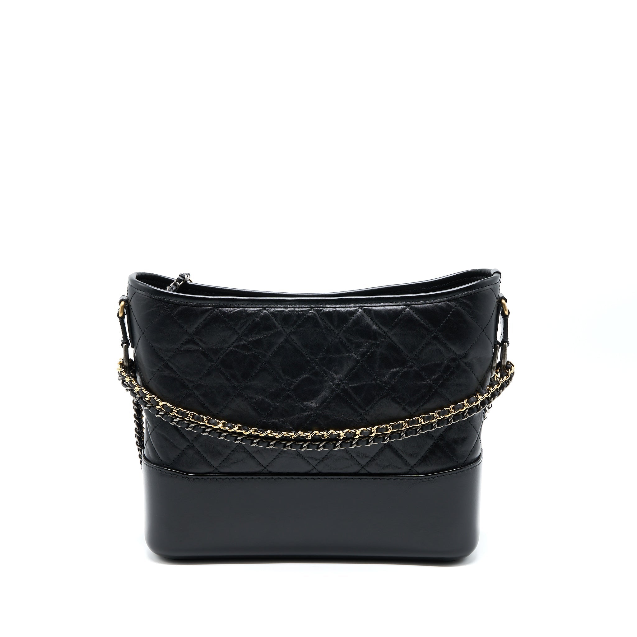 Chanel Large Gabrielle Hobo Bag Aged Calfskin Black Multicolour Hardware
