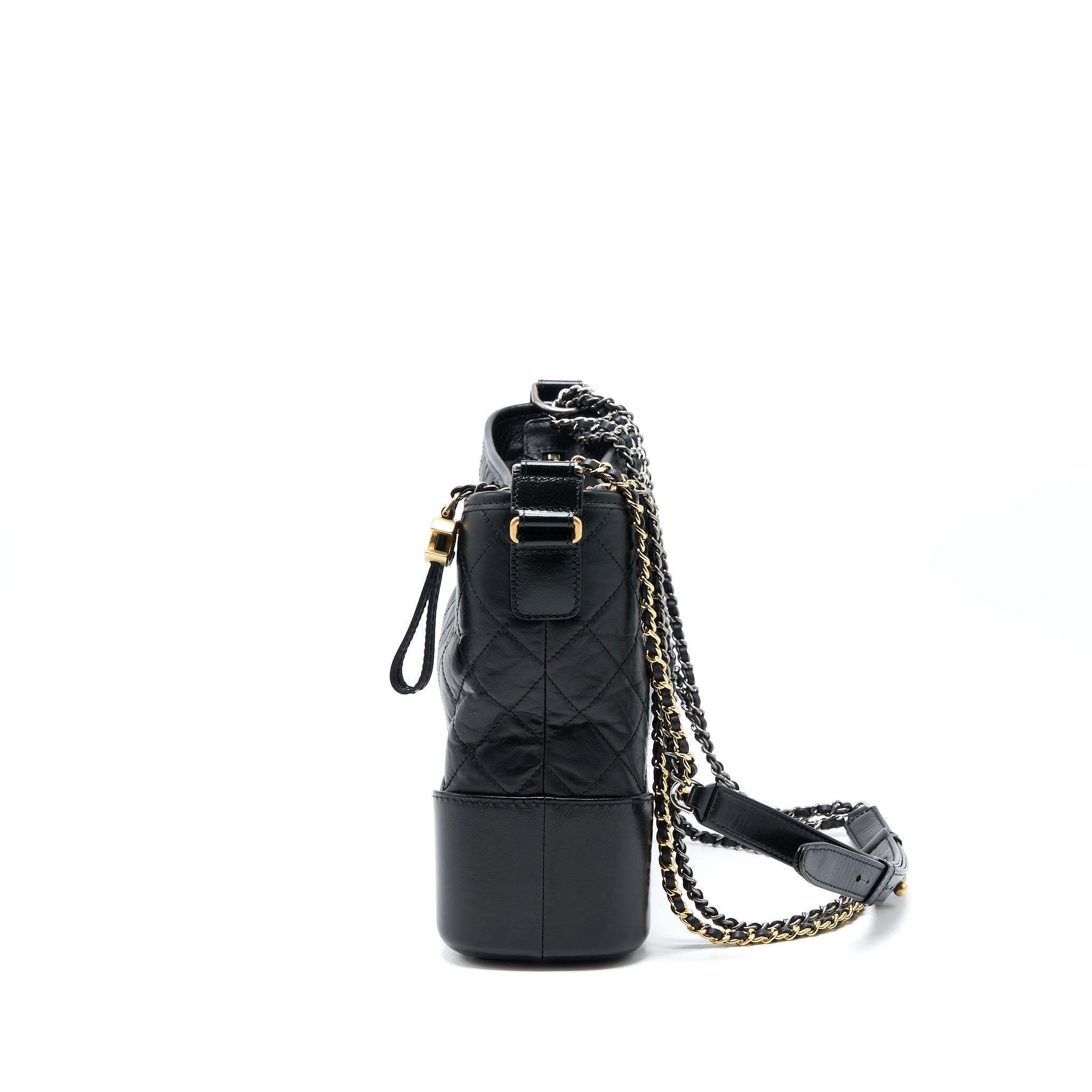 Chanel Large Gabrielle Hobo Bag Aged Calfskin Black Multicolour Hardware