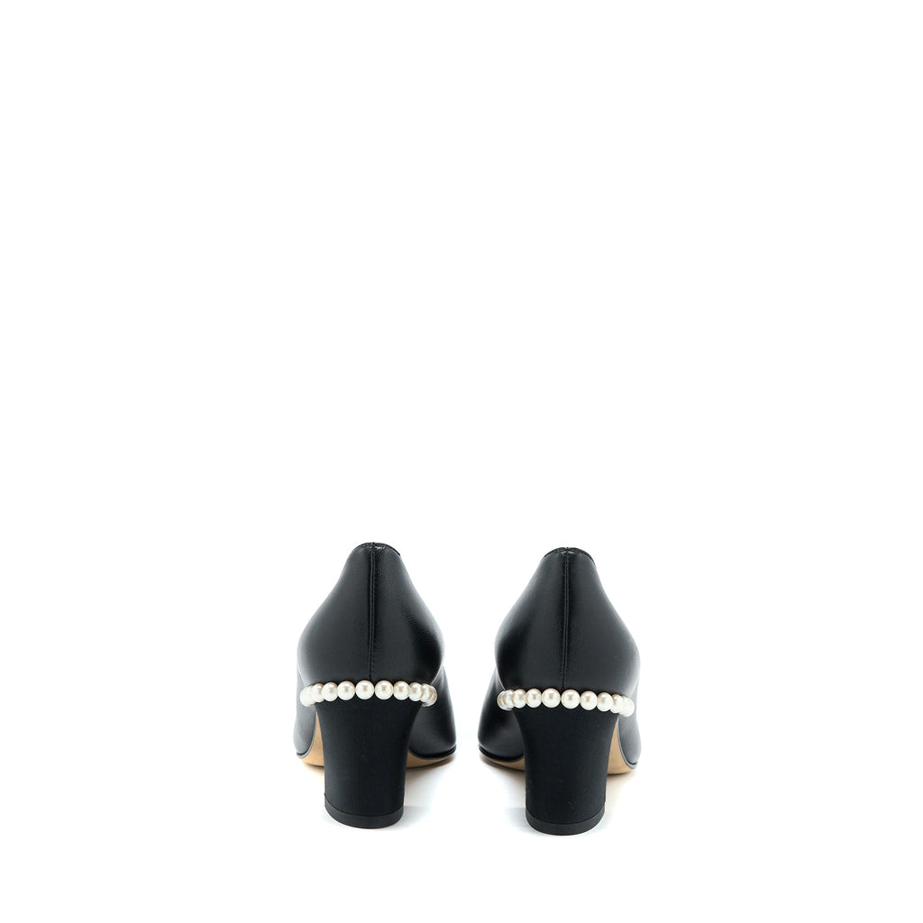 Chanel Size 36 CC Logo Heels With Pearl Black