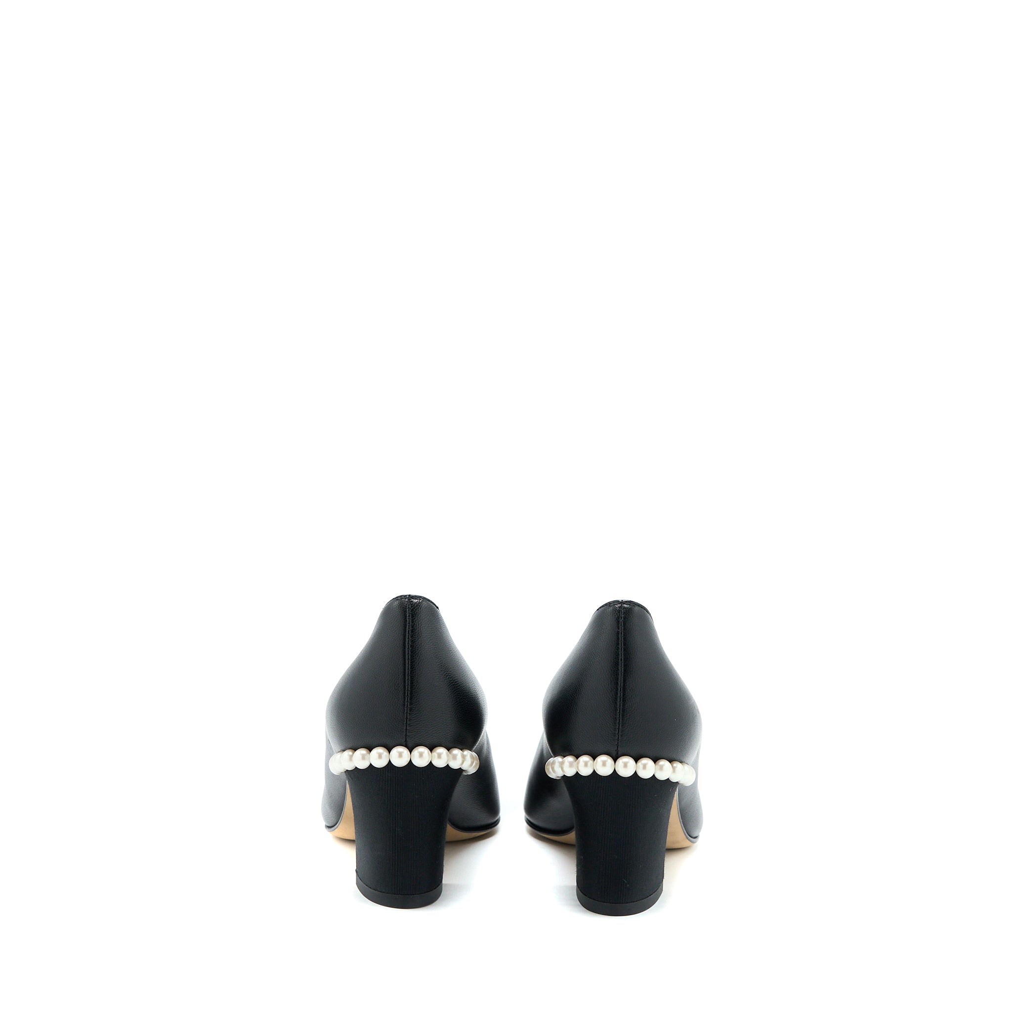 Chanel Size 36 CC Logo Heels With Pearl Black