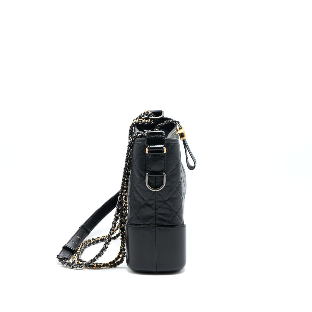 Chanel Large Gabrielle Hobo Bag Aged Calfskin Black Multicolour Hardware