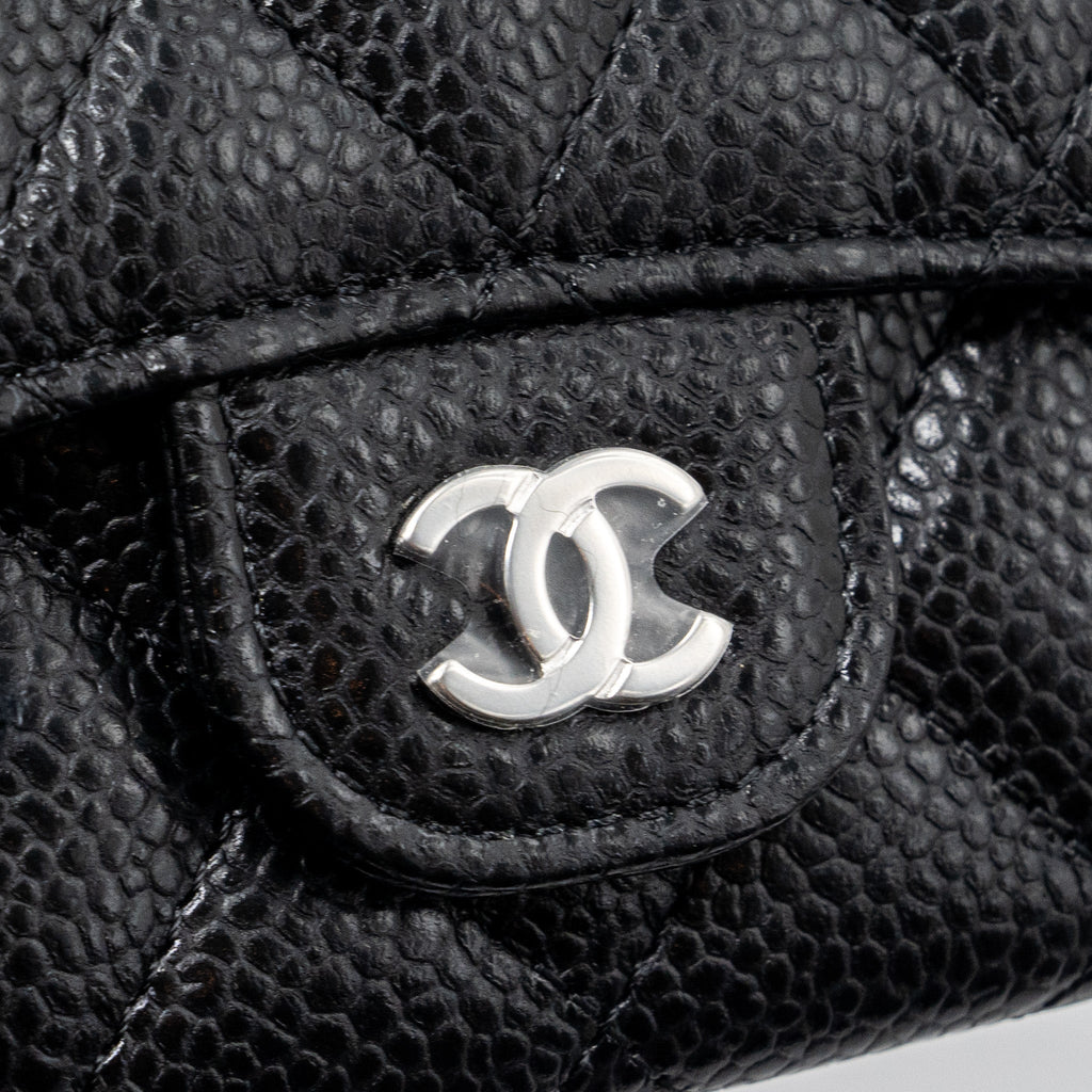 Chanel classic flap card holder caviar black  (microchip)