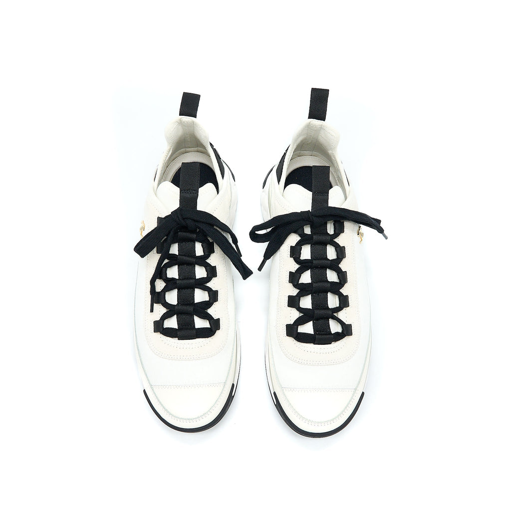 Chanel Size 41 Sport Trail Sneaker Suede/Calfskin White/Black