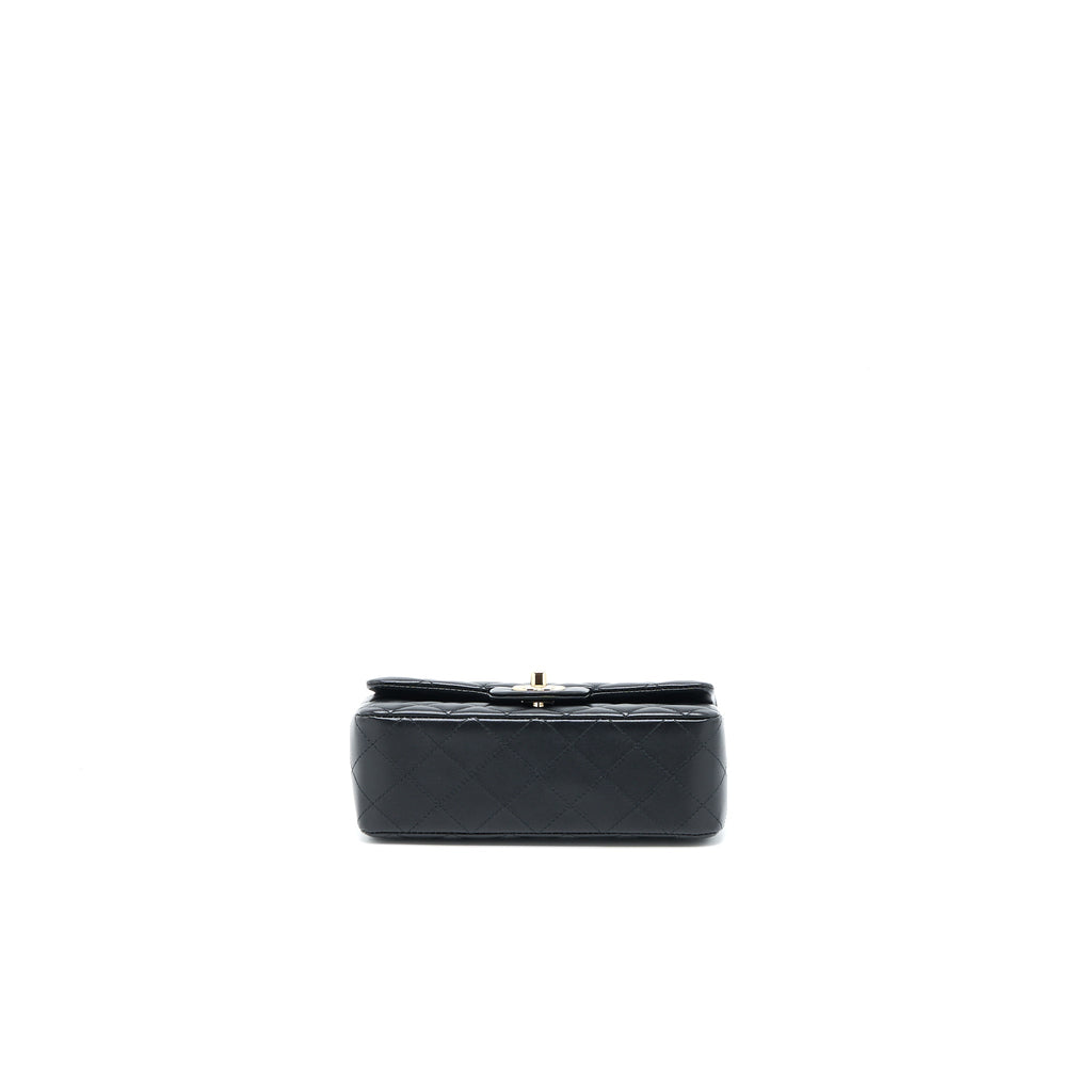 Chanel Classic Mini Rectangular Flap Bag Lambskin Black L (Microchip)