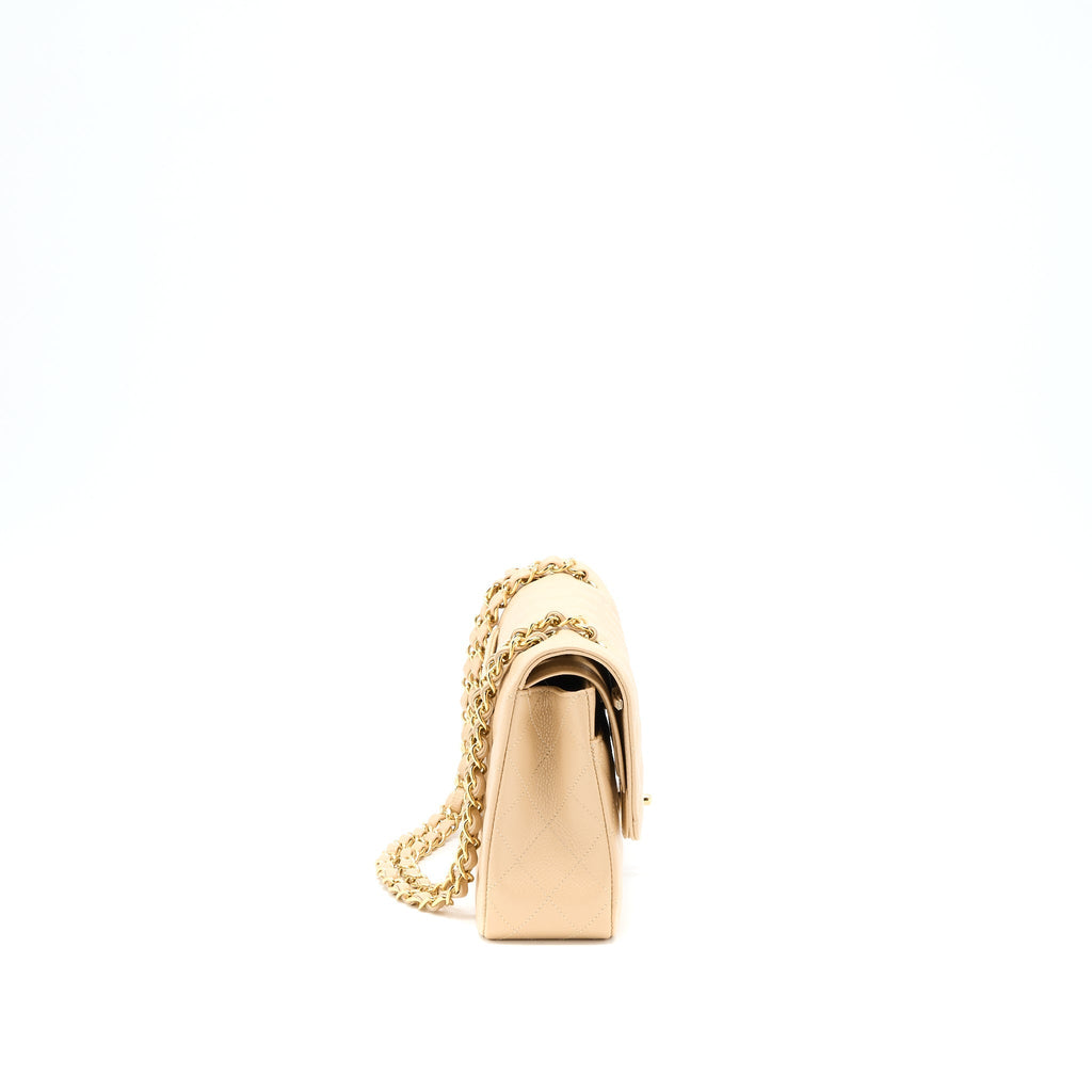 Chanel Medium Classic Double Flap Bag Caviar Beige