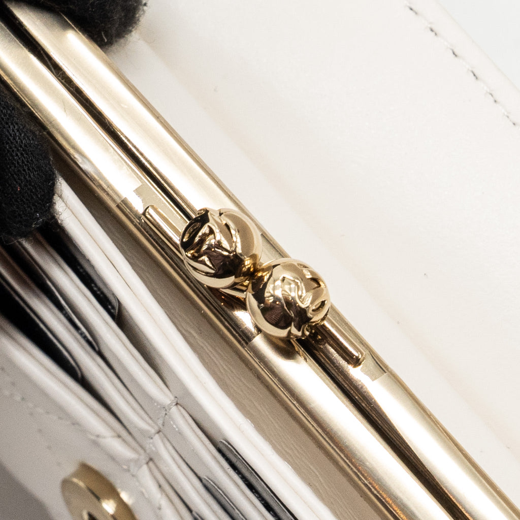 Chanel Top Handle Flap Wallet with chain Lambskin White L (Microchip)