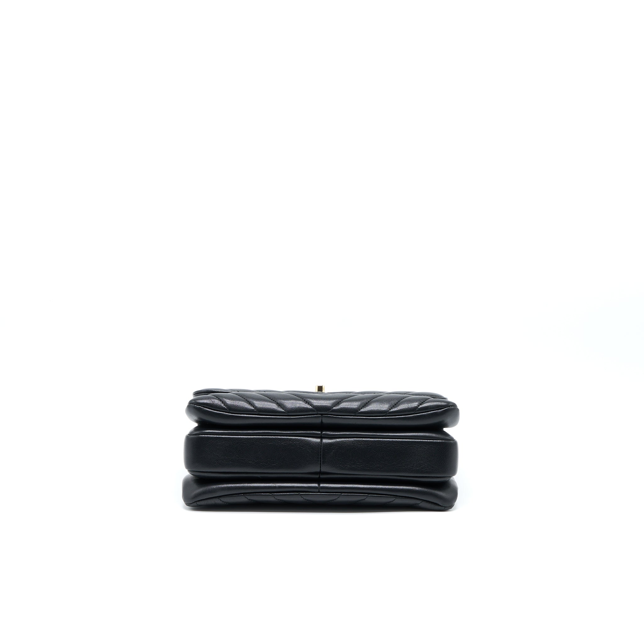 Chanel Chevron Trendy CC Top Handle Flap Bag Lambskin Black L