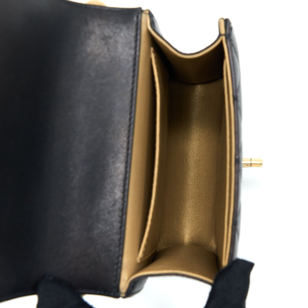 Chanel Vertical Pearl Flap Bag Goatskin Black Brushed