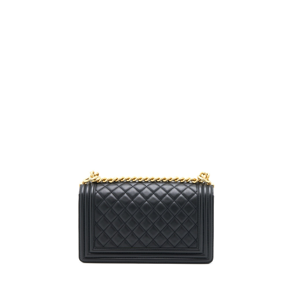 Chanel Medium Boy Bag Calfskin Black Brushed