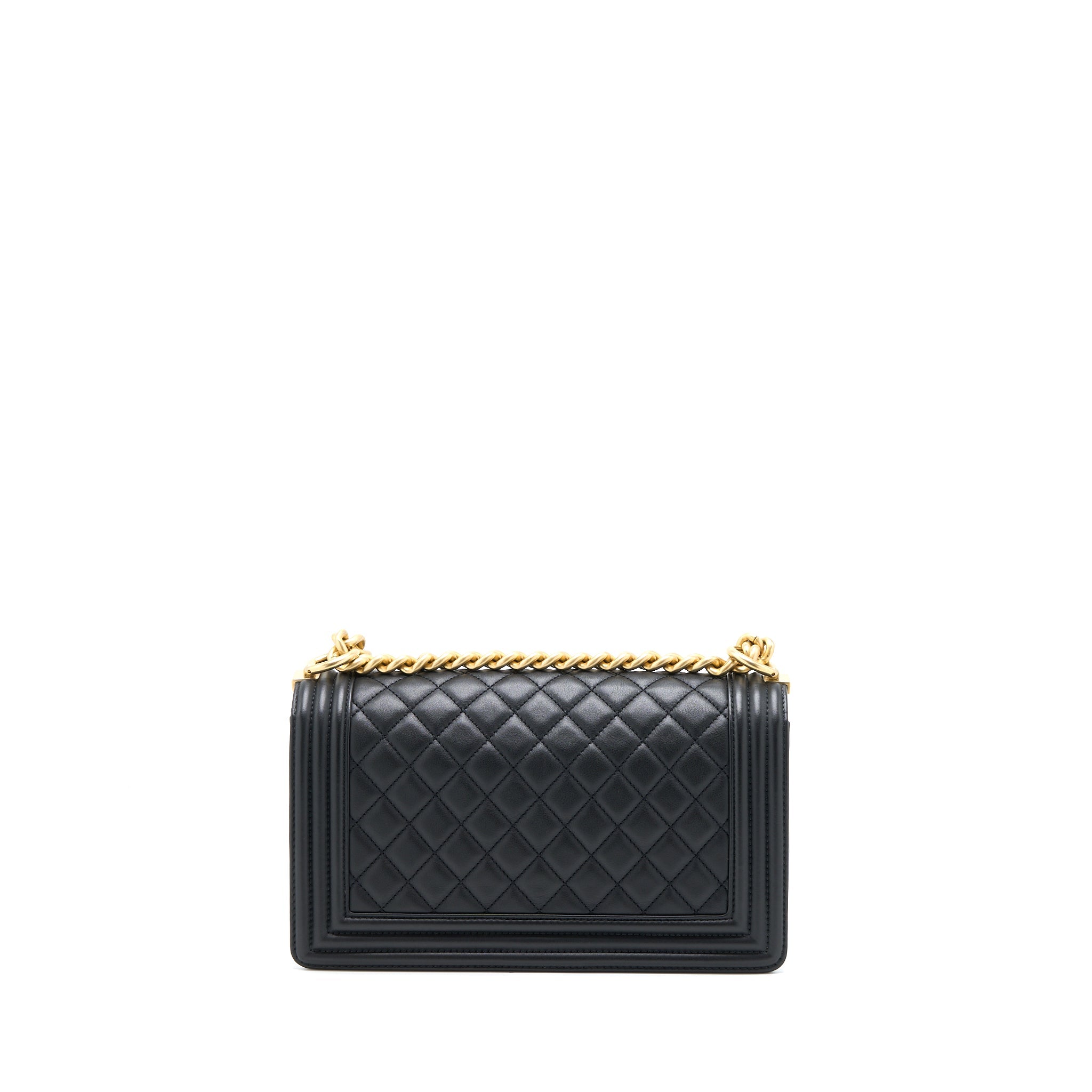 Chanel Medium Boy Bag Calfskin Black Brushed
