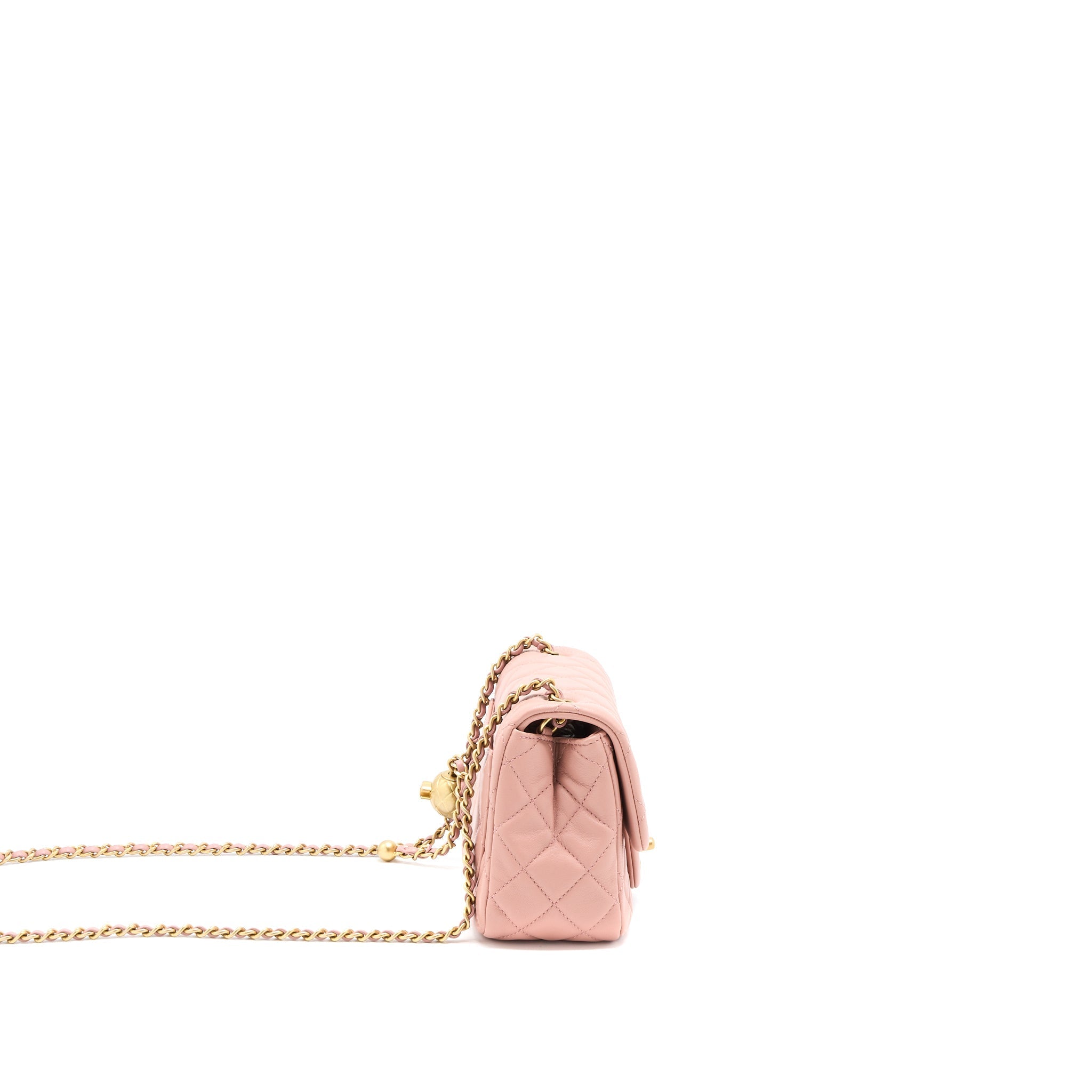 Chanel Pearl Crush Mini Square Flap Bag Lambskin Dark Pink  (Microchip)