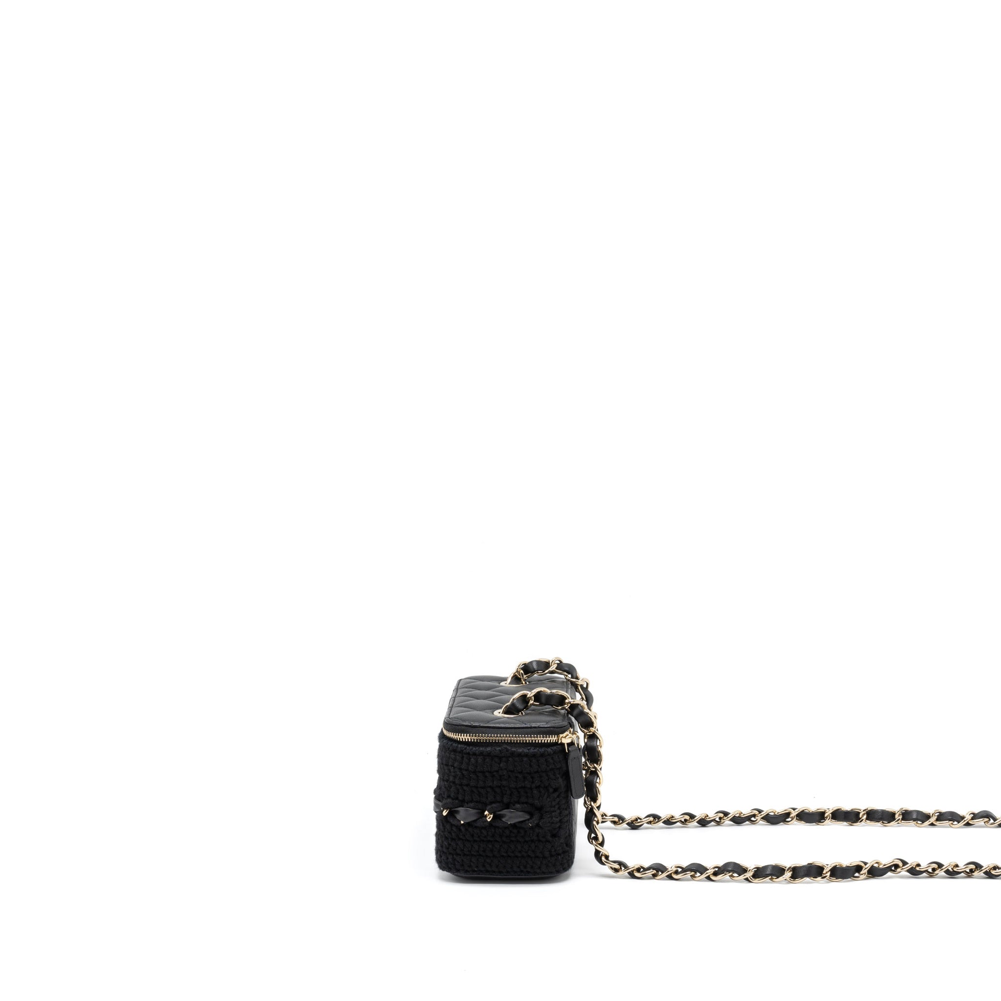 Chanel Long Vanity with Giant Chain Tweed/Lambskin Black L