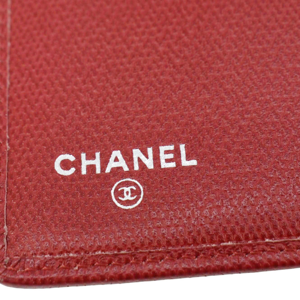 CHANEL Vintage Leather Long Wallet Red