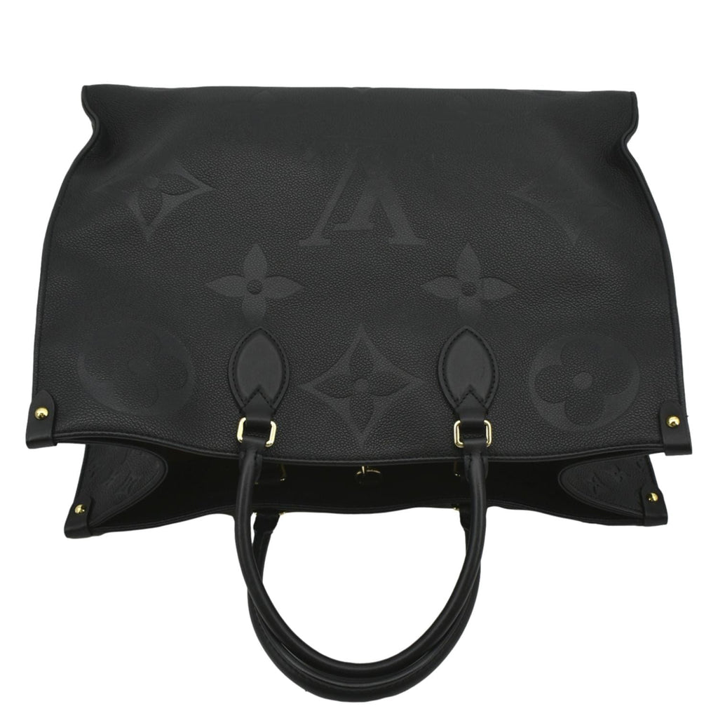 LOUIS VUITTON Onthego GM Monogram Empreinte Leather Tote Shoulder Bag Black