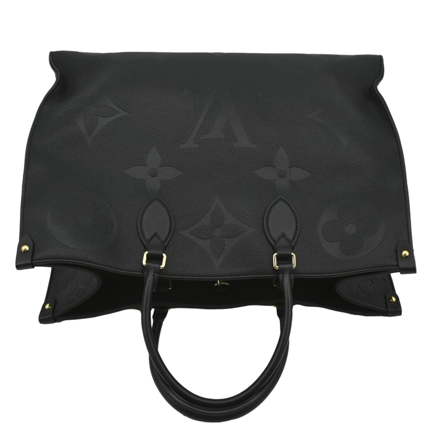 LOUIS VUITTON Onthego GM Monogram Empreinte Leather Tote Shoulder Bag Black