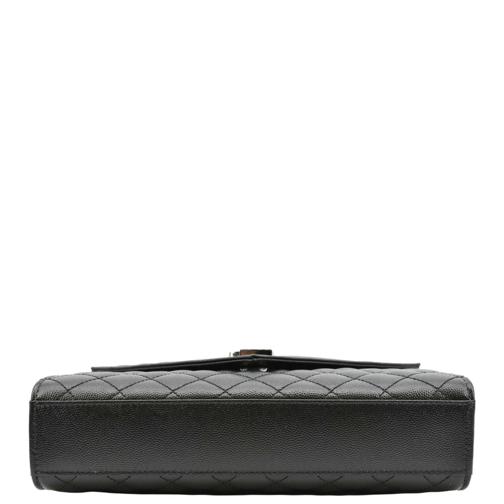 YVES SAINT LAURENT Envelope Mix Matelassé Chain Leather Shoulder Bag Black