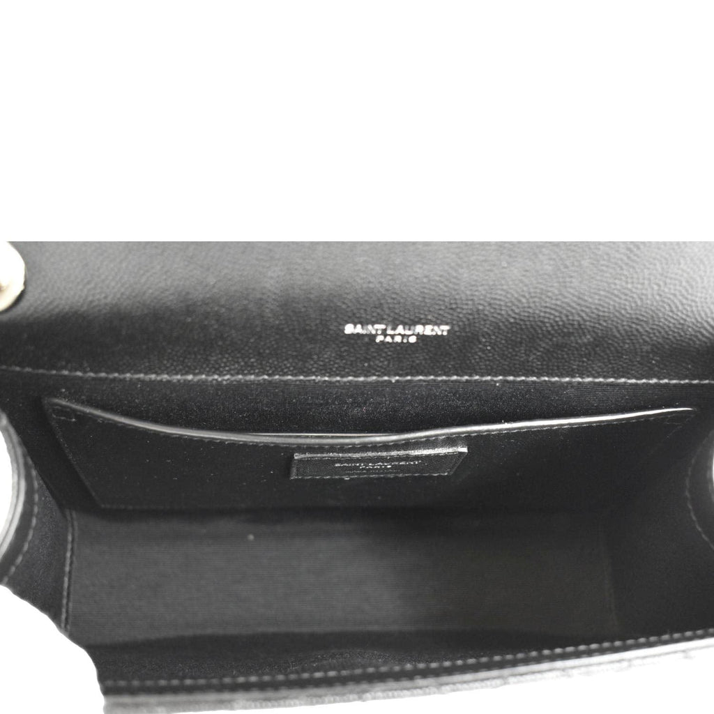 YVES SAINT LAURENT Envelope Mix Matelassé Chain Leather Shoulder Bag Black