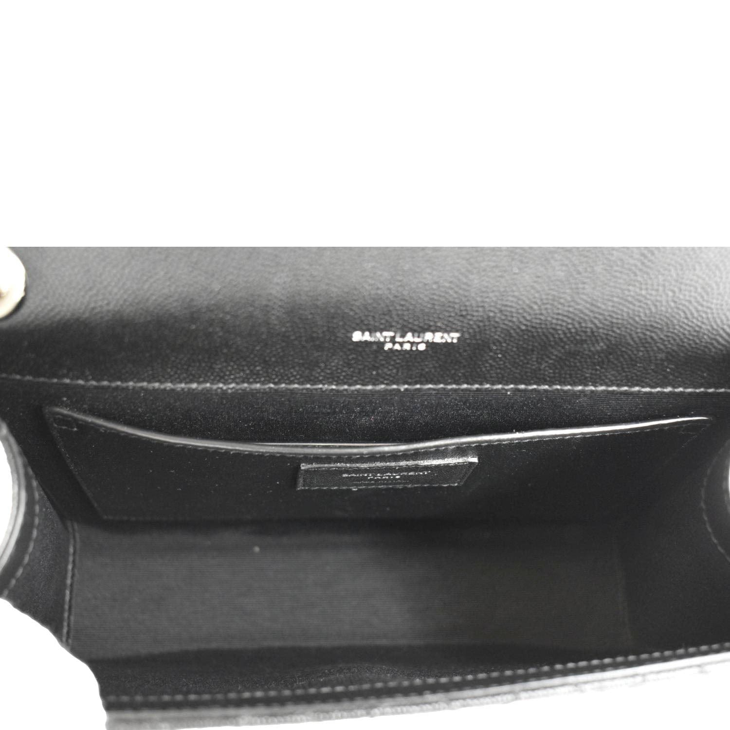 YVES SAINT LAURENT Envelope Mix Matelassé Chain Leather Shoulder Bag Black
