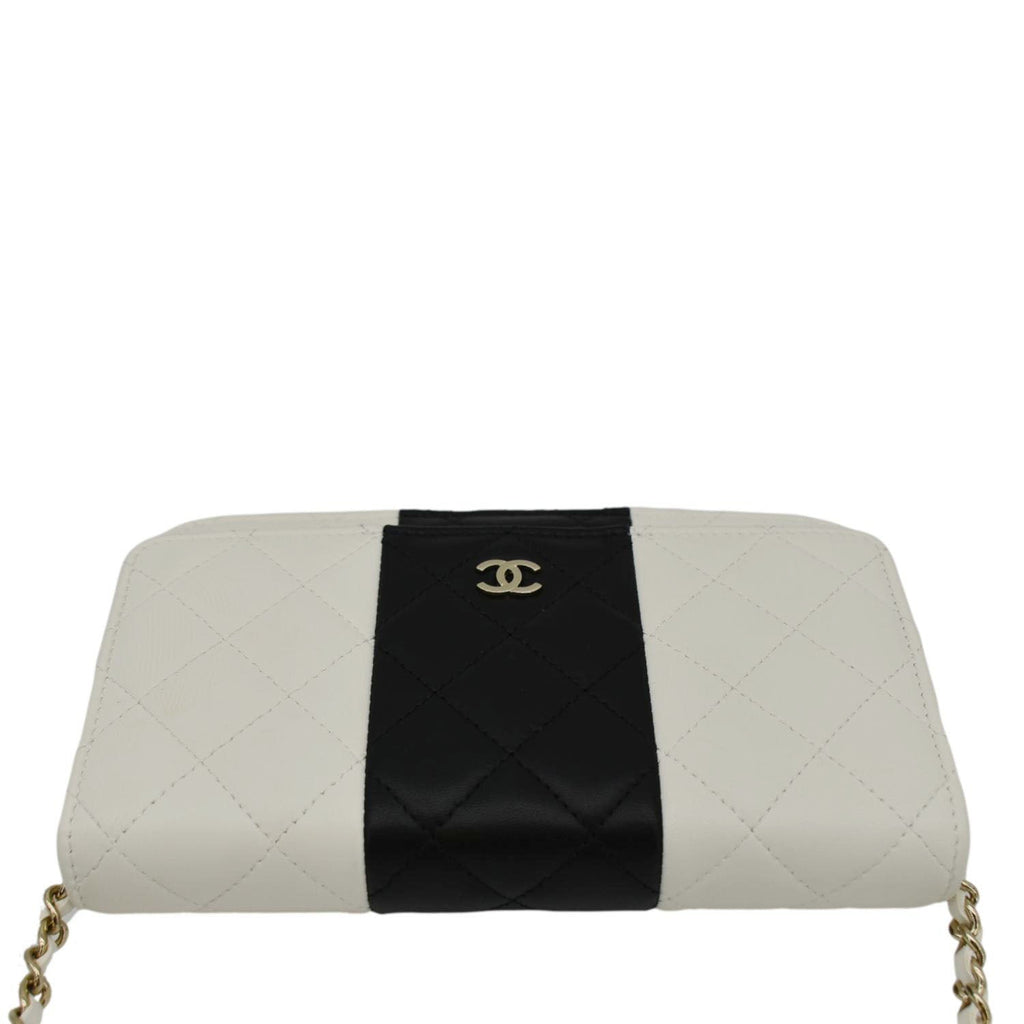 CHANEL WOC Quilted Leather Crossbody Bag White