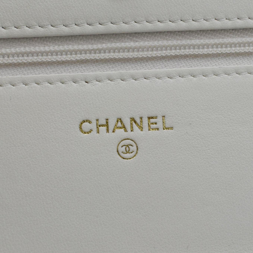 CHANEL WOC Quilted Leather Crossbody Bag White