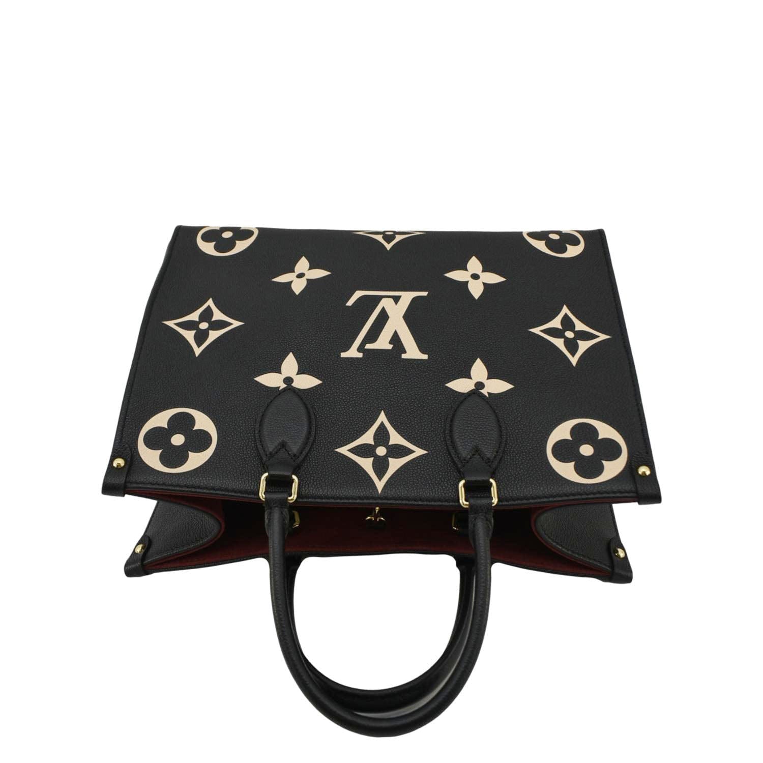 LOUIS VUITTON Onthego MM Giant Monogram Empreinte Leather Tote Bag Bicolor