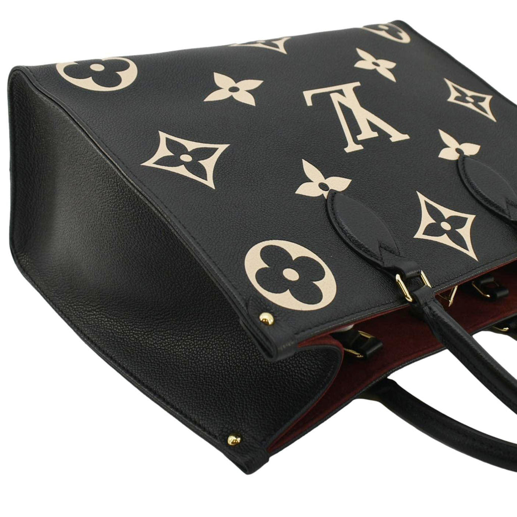 LOUIS VUITTON Onthego MM Giant Monogram Empreinte Leather Tote Bag Bicolor