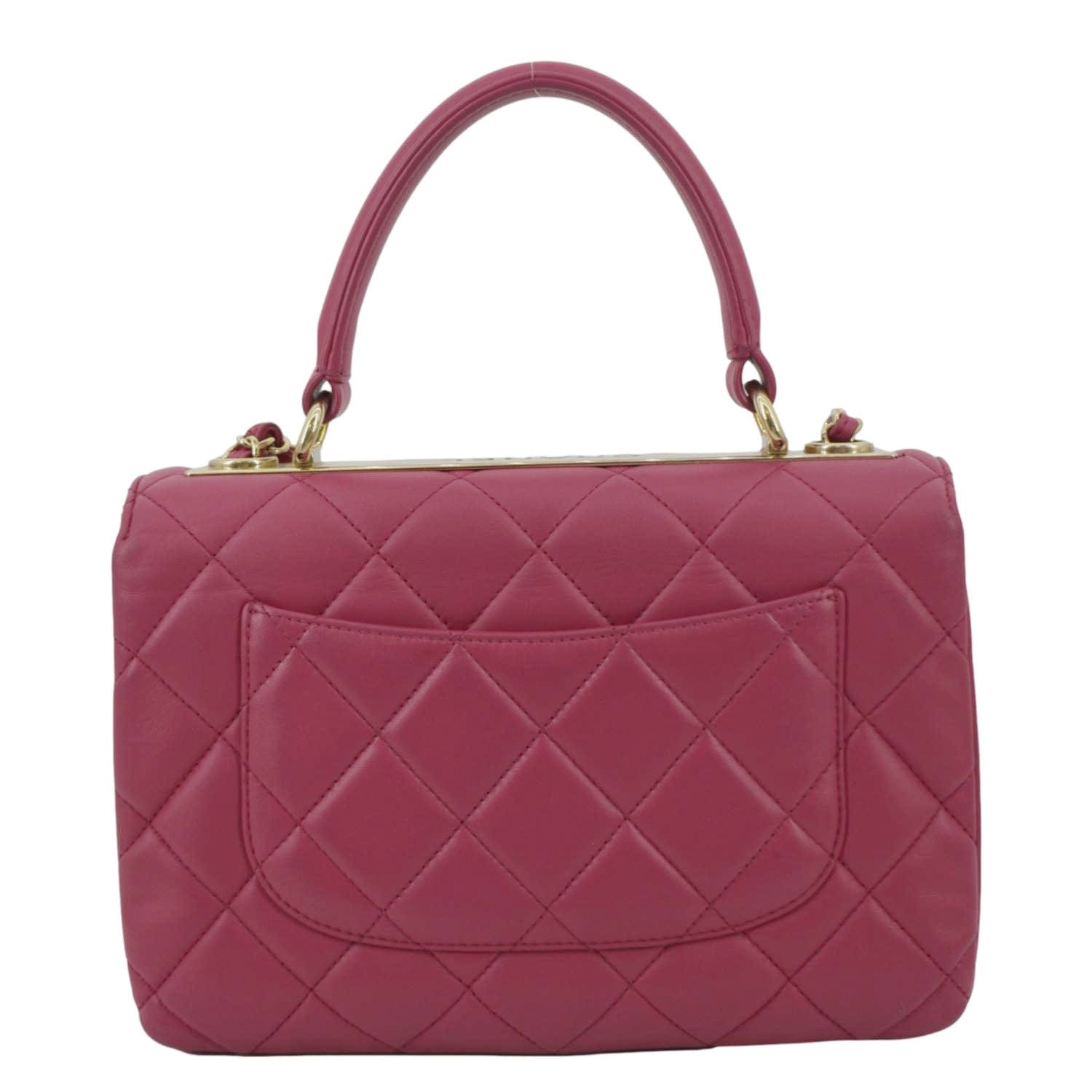 CHANEL Trendy CC Top Handle Flap Quilted Leather Shoulder Bag Hot Pink