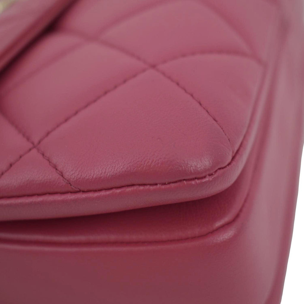 CHANEL Trendy CC Top Handle Flap Quilted Leather Shoulder Bag Hot Pink