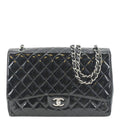 CHANEL Classic Maxi Single Flap Patent Leather Shoulder Bag Black