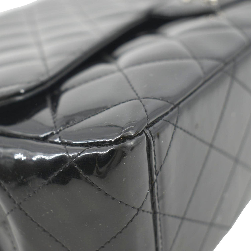 CHANEL Classic Maxi Single Flap Patent Leather Shoulder Bag Black