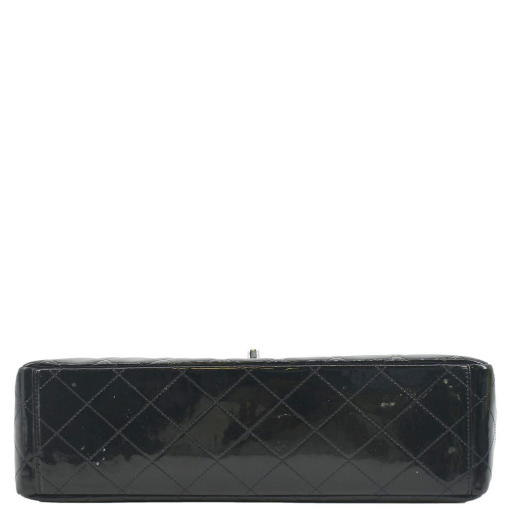 CHANEL Classic Maxi Single Flap Patent Leather Shoulder Bag Black