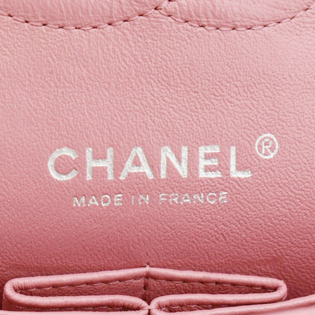 CHANEL Classic Double Flap Medium  Quilted Leather Shoulder Bag Salmon Pink