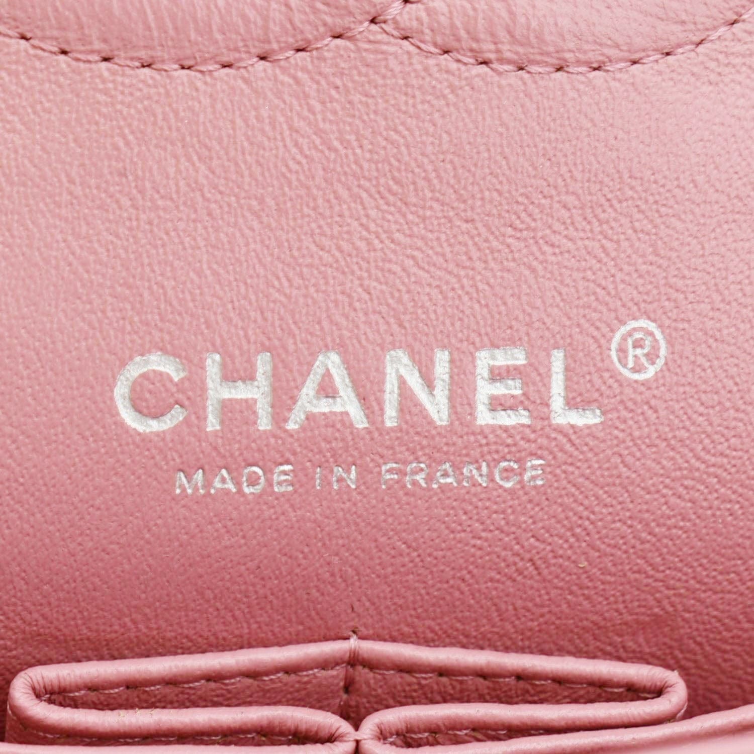 CHANEL Classic Double Flap Medium  Quilted Leather Shoulder Bag Salmon Pink
