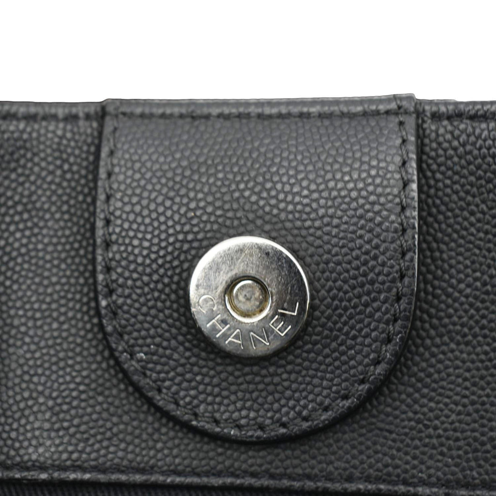 CHANEL Coco Eyelets Large Leather Shopping Tote Shoulder  Black