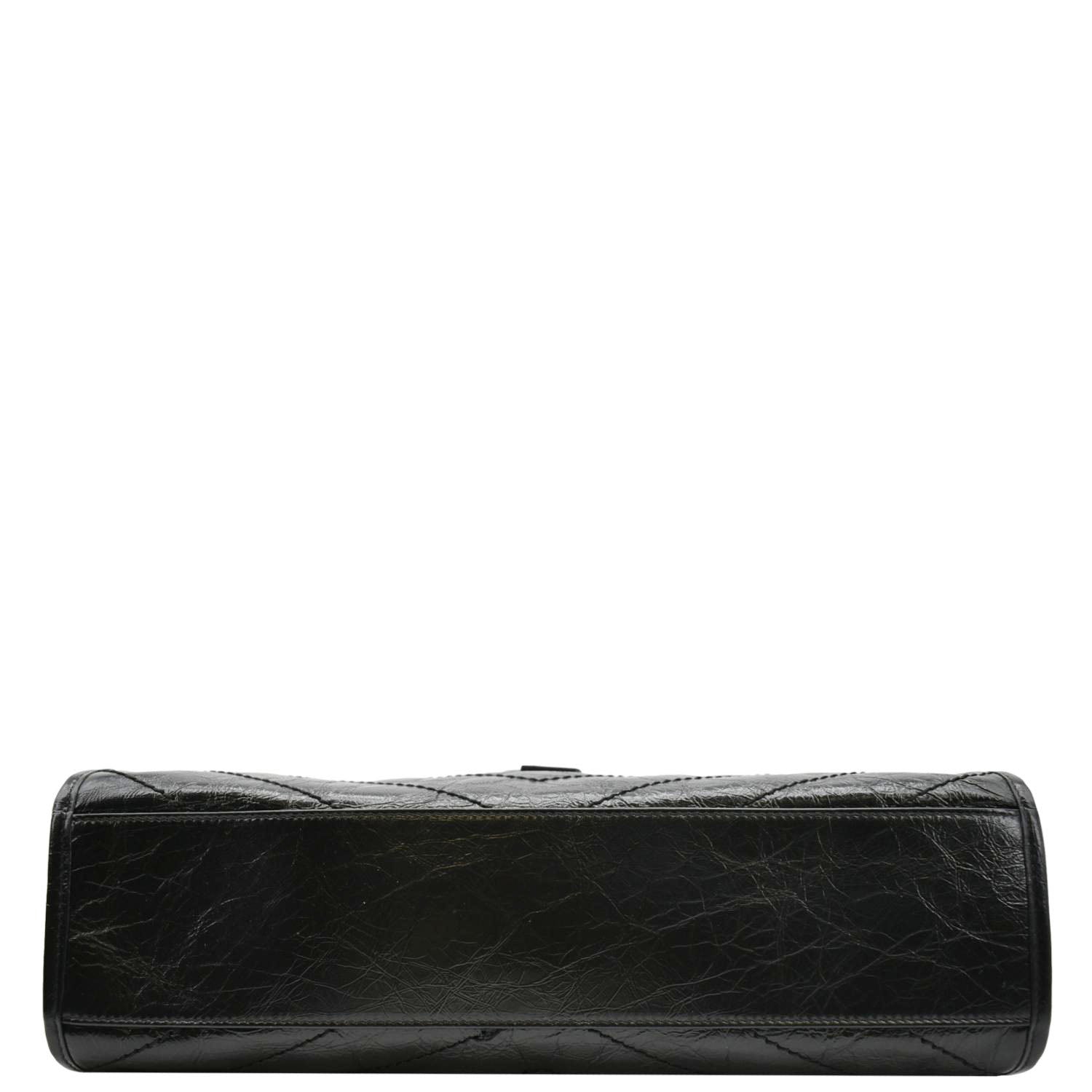 YVES SAINT LAURENT Niki Medium Crinkle  Leather Shoulder Bag Black