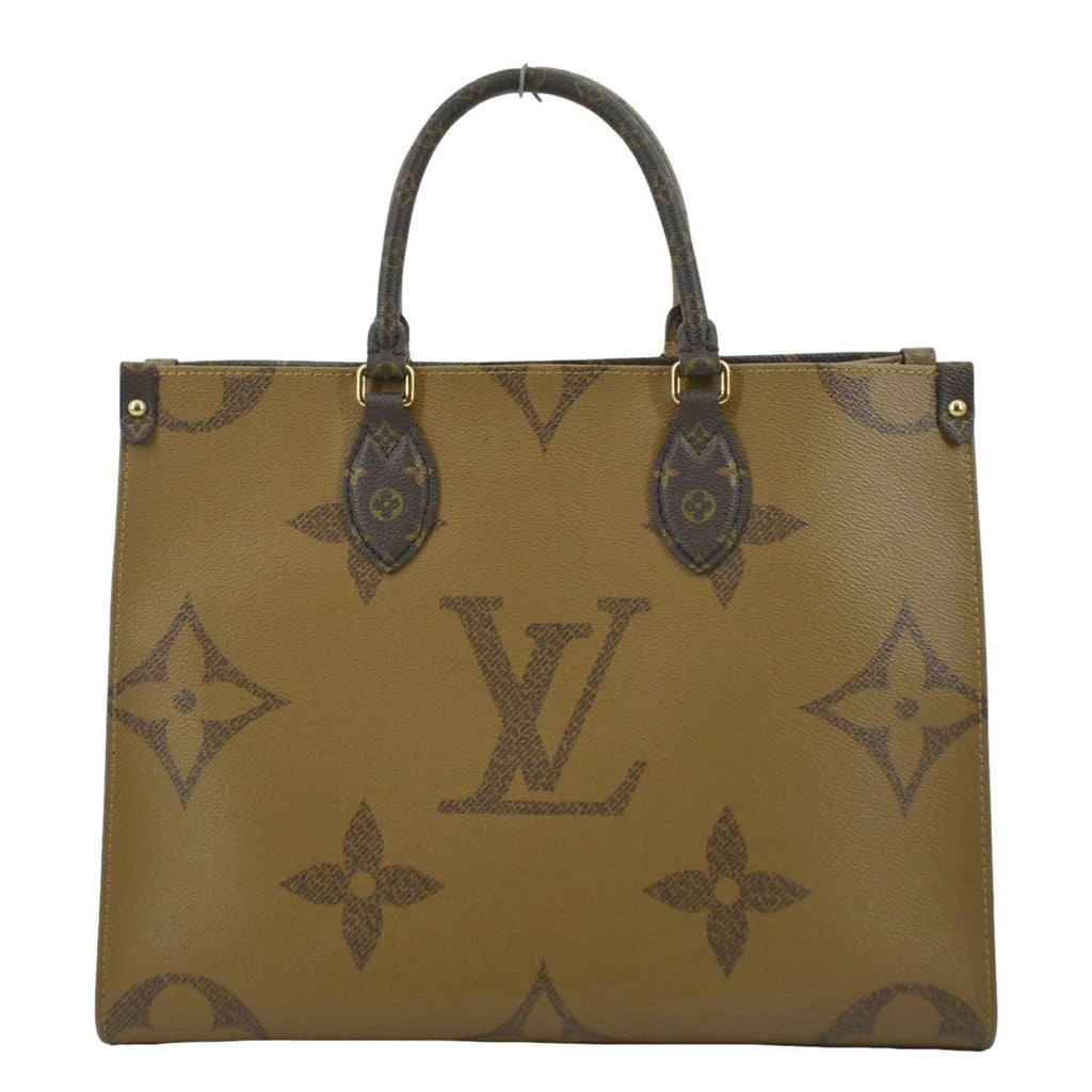 LOUIS VUITTON Onthego MM Giant Monogram Canvas Tote Shoulder Bag Brown