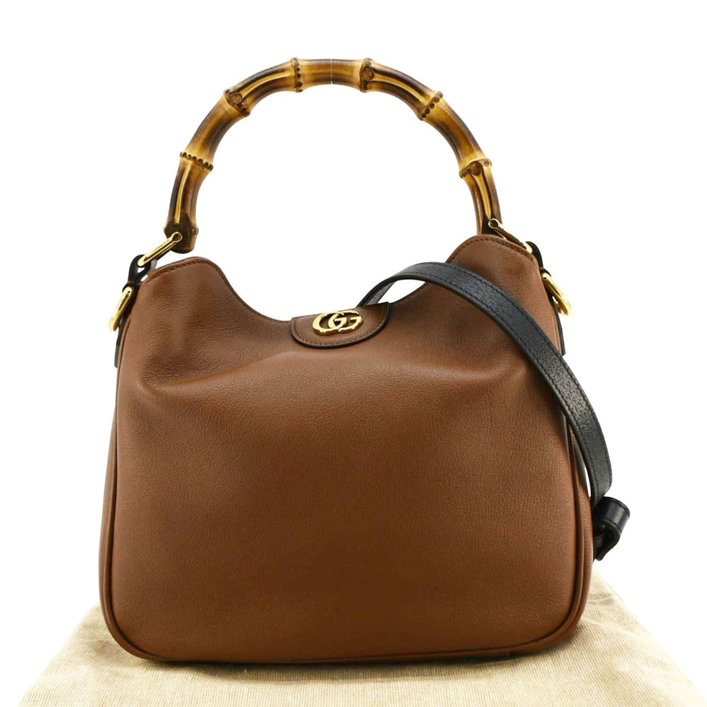 GUCCI Diana Small Leather Top Handle Tote Bag Chocolate Brown 746251