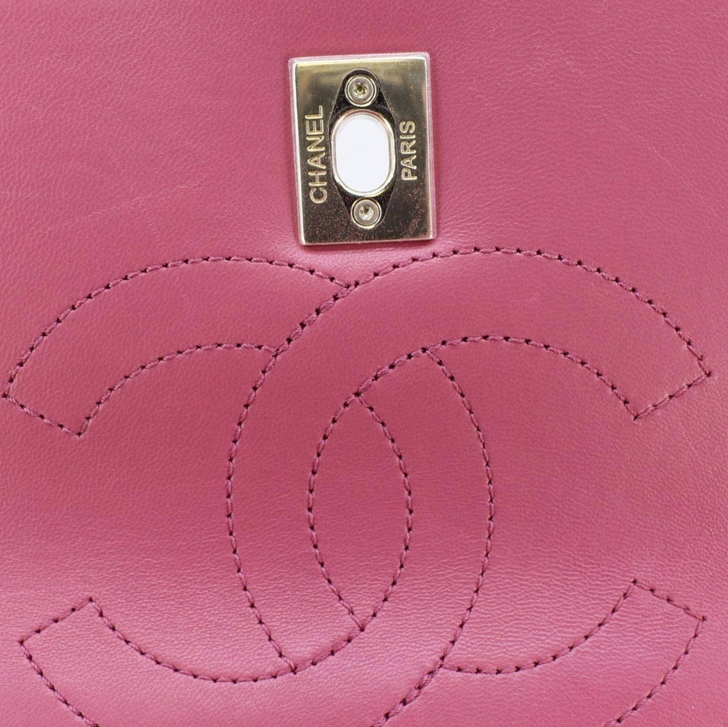 CHANEL Trendy CC Top Handle Flap Quilted Leather Shoulder Bag Hot Pink