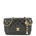 CHANEL CC Pearl Crush WOC Lambskin Quilted Leather Crossbody Bag Black