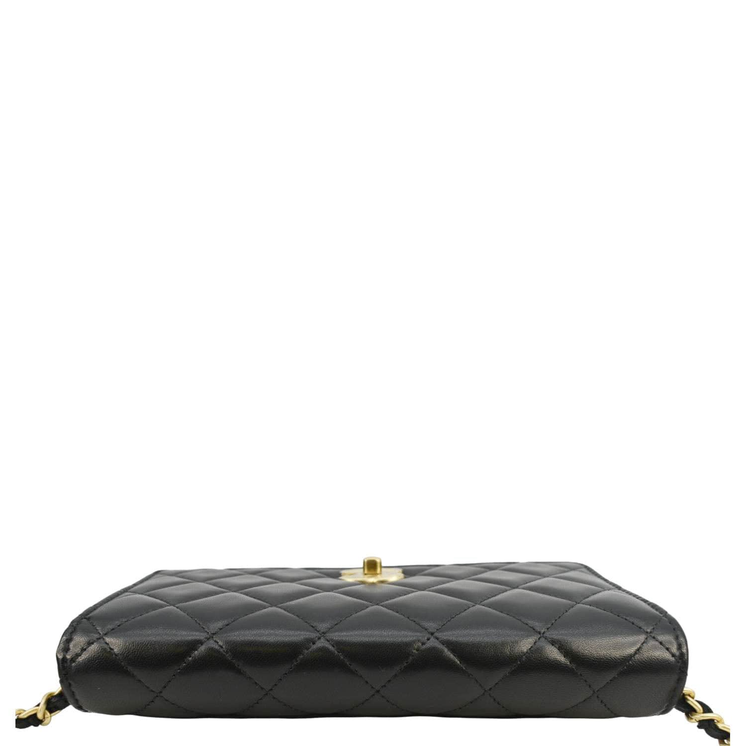 CHANEL CC Pearl Crush WOC Lambskin Quilted Leather Crossbody Bag Black