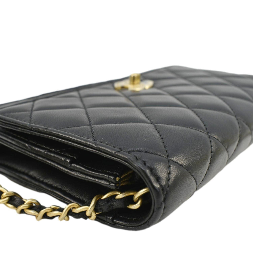 CHANEL CC Pearl Crush WOC Lambskin Quilted Leather Crossbody Bag Black