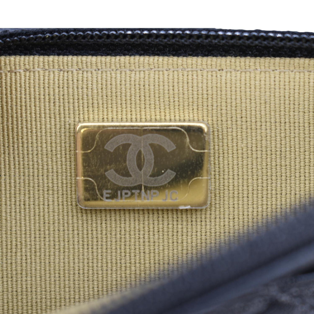 CHANEL CC Pearl Crush WOC Lambskin Quilted Leather Crossbody Bag Black