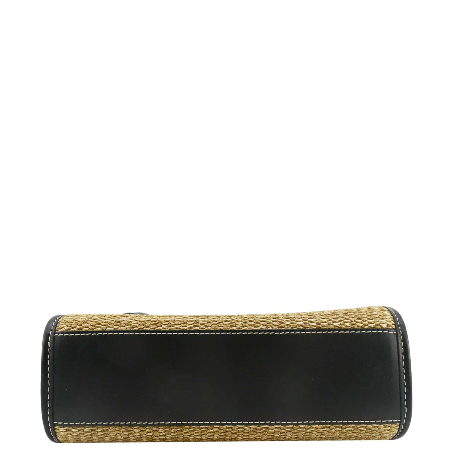 BURBERRY Freya Mini Raffia Tote Shoulder Bag Black