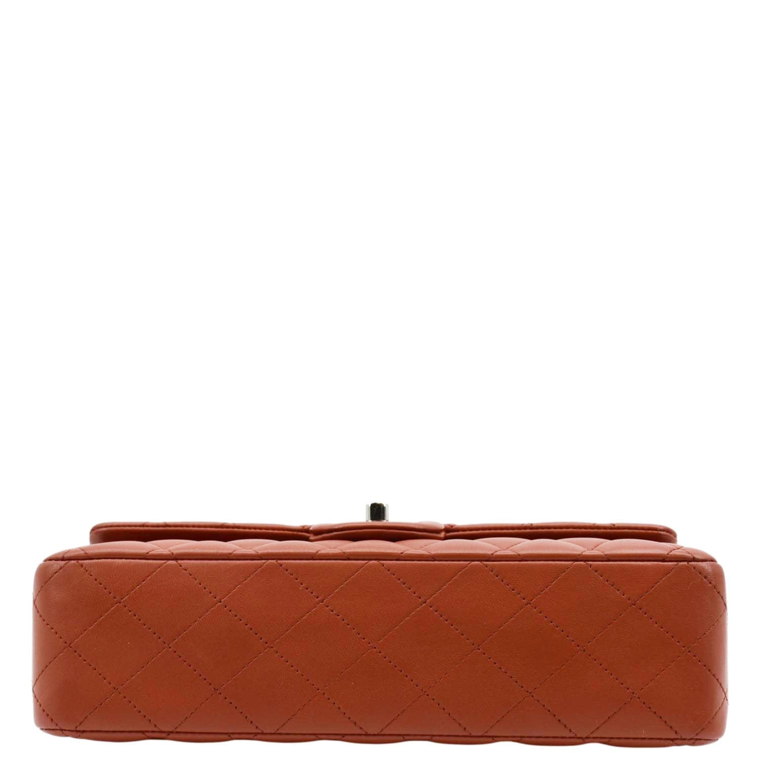 CHANEL Classic Medium Double Flap Quilted Leather Shoulder Bag Red
