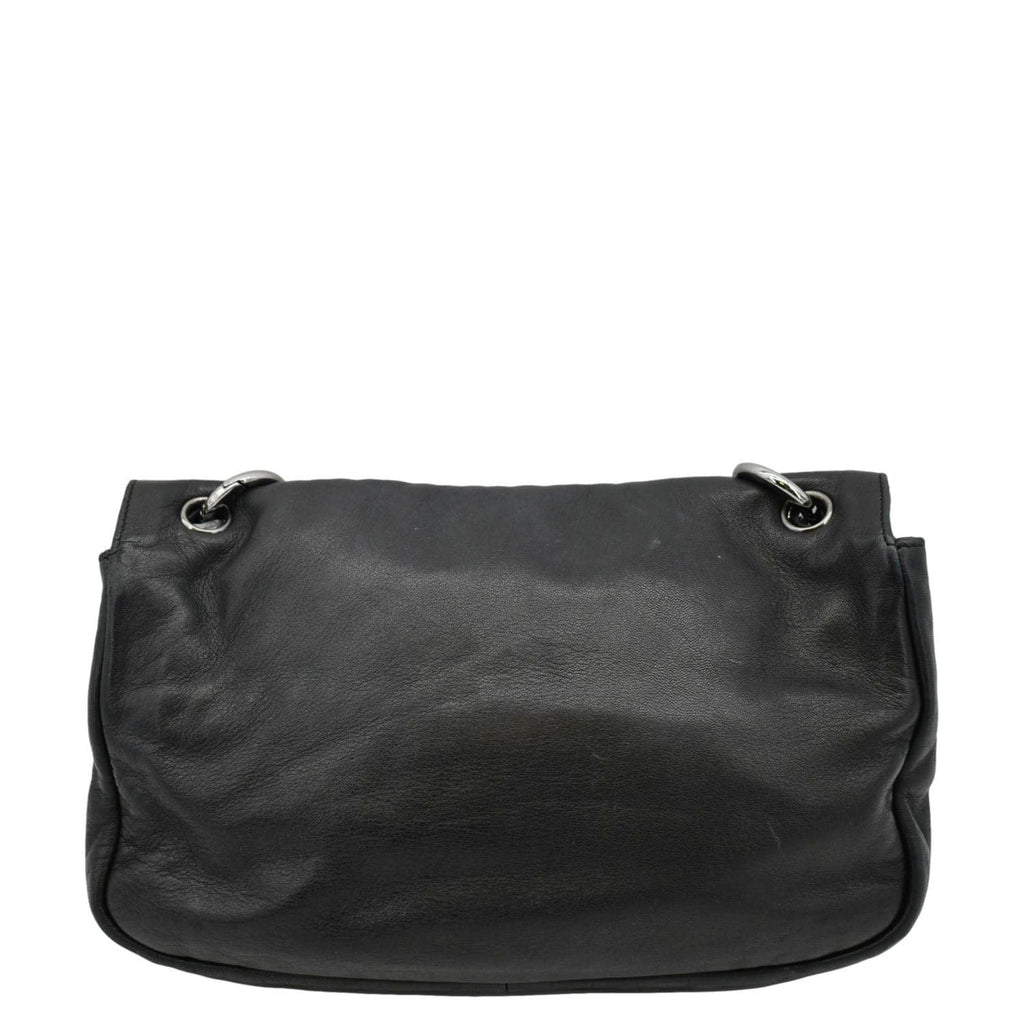 CHANEL Soft and Chain Flap Leather Shoulder Bag Black