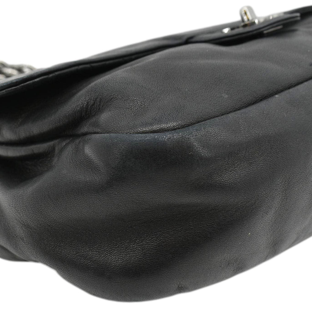 CHANEL Soft and Chain Flap Leather Shoulder Bag Black