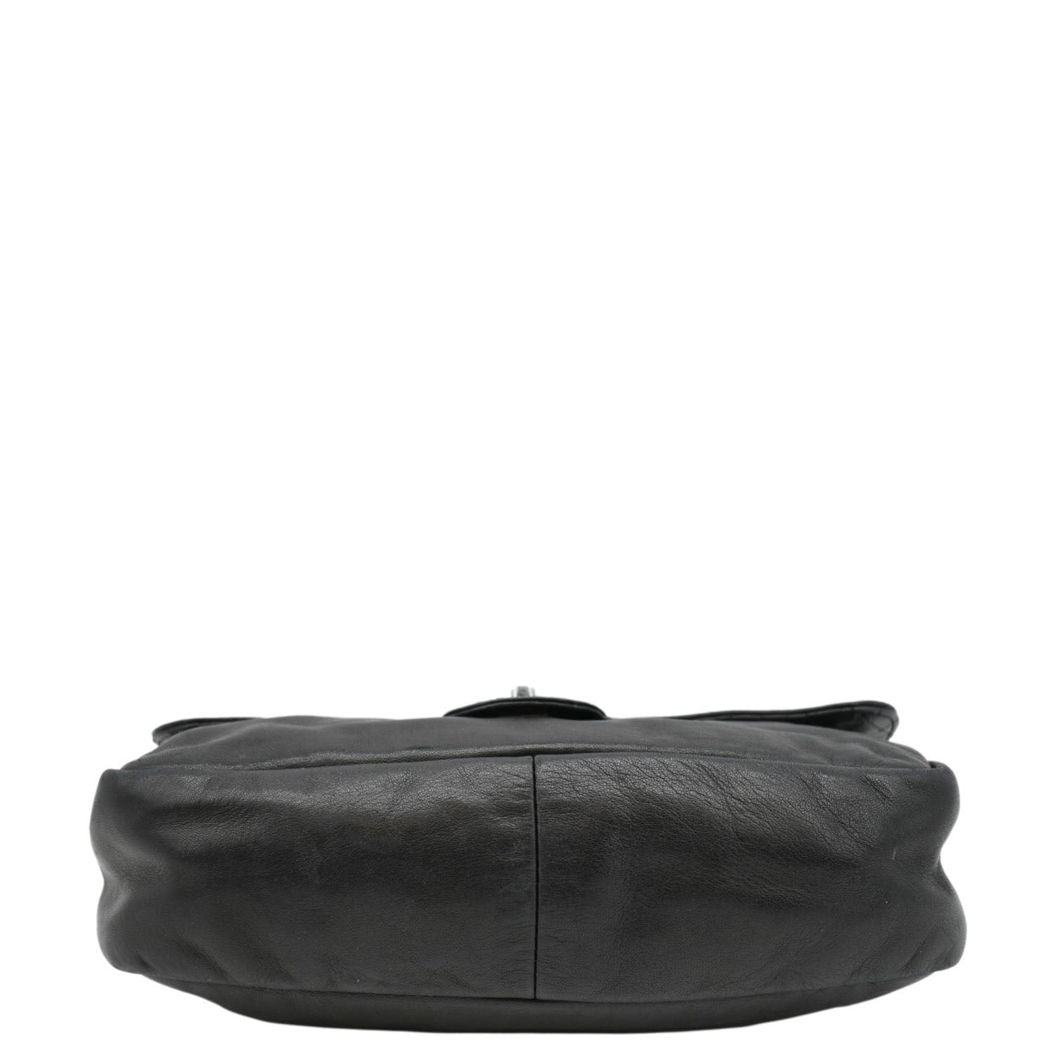 CHANEL Soft and Chain Flap Leather Shoulder Bag Black