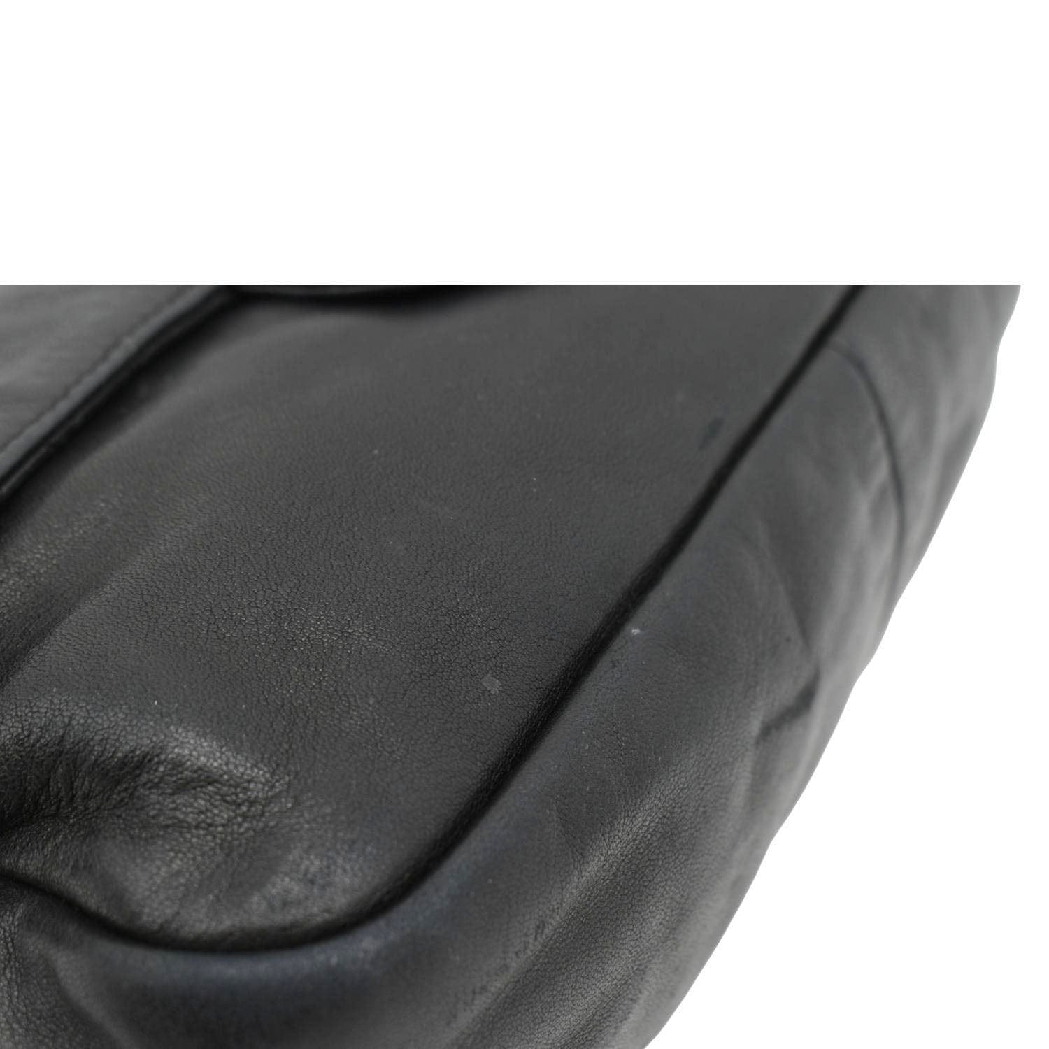 CHANEL Soft and Chain Flap Leather Shoulder Bag Black